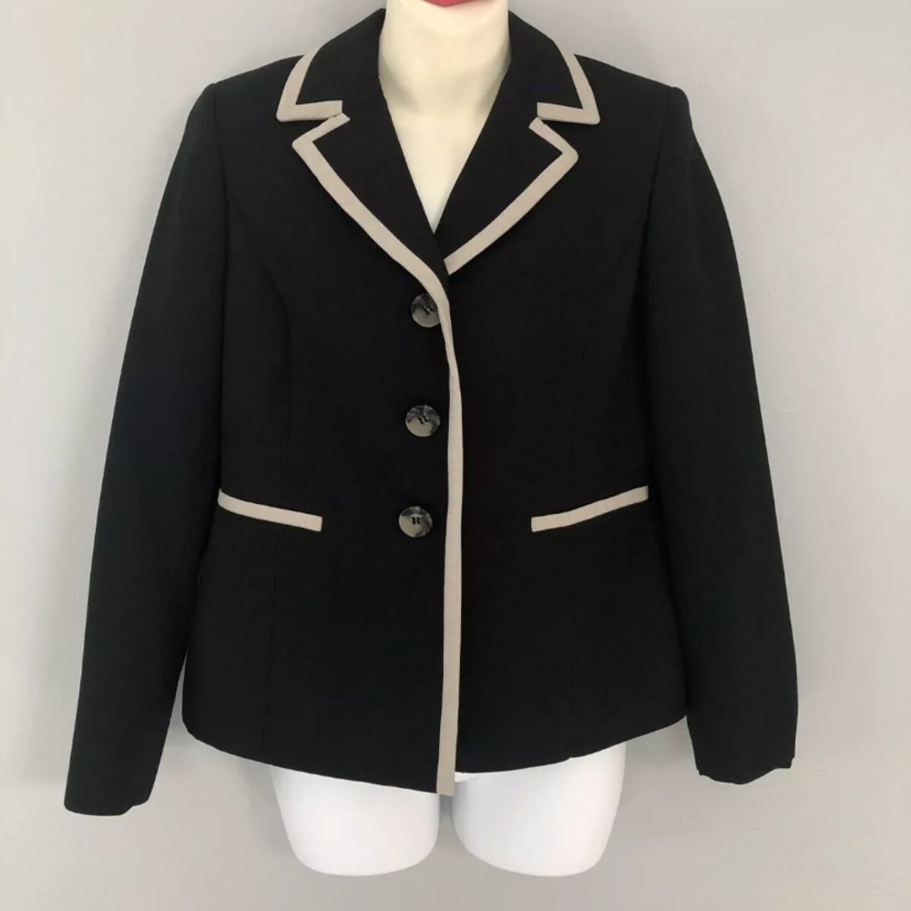 Le Suit Separates 8P Three Button Blazer Black
